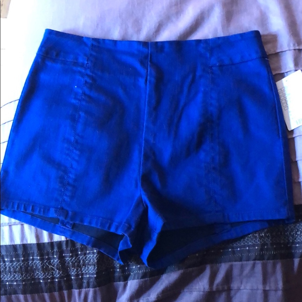 High waisted blue shorts